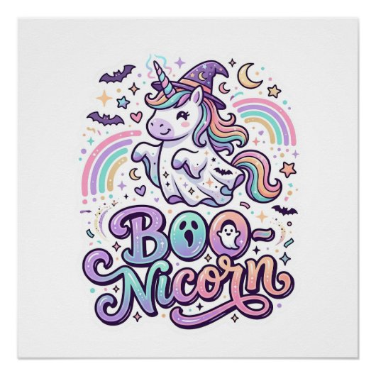 Eenhoring Boo-nicorn Premium Vector Vectorontwerp_ Perfect Poster (Voorkant)