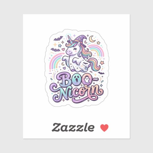 Eenhoring Boo-nicorn Premium Vector Vectorontwerp_ Sticker (Vel)
