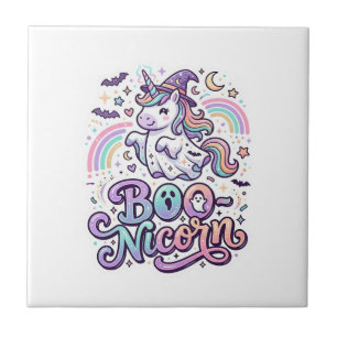 Eenhoring Boo-nicorn Premium Vector Vectorontwerp_ Tegeltje