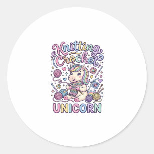 Eenhoring Breien Haak Eenhoring Betoverende Witte Ronde Sticker