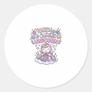 Eenhoring Breien Haak Eenhoring Schattige Typograf Ronde Sticker
