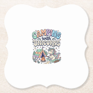 Eenhoring Camping met Eenhoring Kawaii Sticker en Kartonnen Onderzetters
