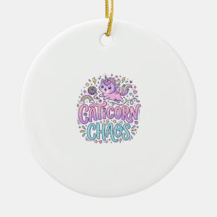 Eenhoring Caticorn Chaos Schattig Pastel Product G Keramisch Ornament