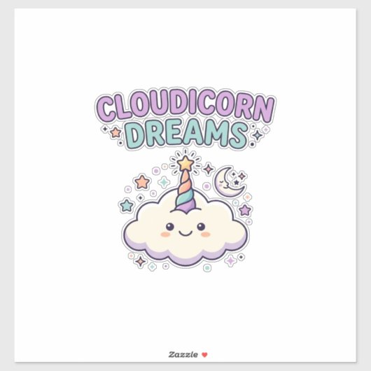Eenhoring Cloudicorn Dromen Trendy Grafisch T-shir Sticker (Vel)