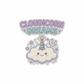Eenhoring Cloudicorn Dromen Trendy Grafisch T-shir Sticker (Voorkant)