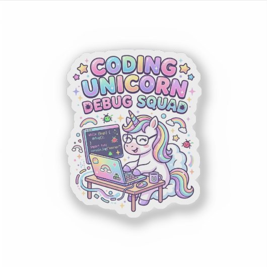 Eenhoring Code Eenhoring Debug Team Charmerende Ma Sticker (Voorkant)