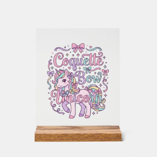 Eenhoring Coquette Strik Eenhoring Schattig Pastel Acryl Bord