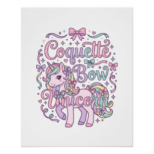 Eenhoring Coquette Strik Eenhoring Schattig Pastel Perfect Poster