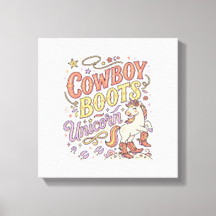 Eenhoring Cowboylaarzen Eenhoring Whimsical Zazzle Canvas Afdruk