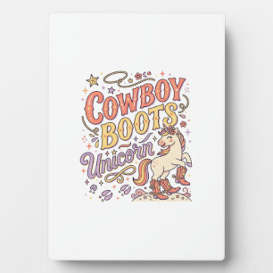 Eenhoring Cowboylaarzen Eenhoring Whimsical Zazzle Fotoplaat