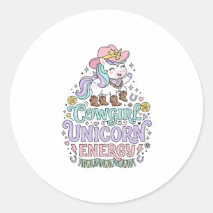 Eenhoring Cowgirl Eenhoring Energie Schattig Paste Ronde Sticker