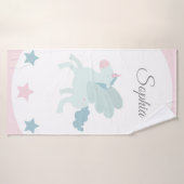 Eenhoring Custom Naam Cute Roze Blauw Badhanddoek (Badhanddoek)