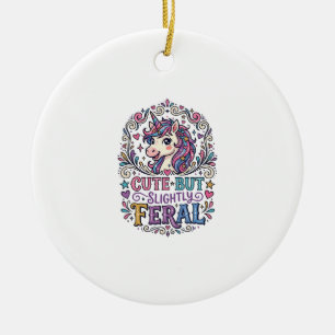 Eenhoring Cute maar Licht Wild Witte Achtergrond C Keramisch Ornament