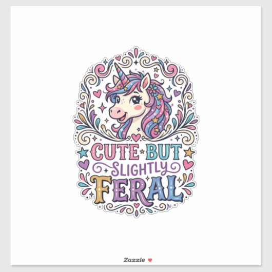 Eenhoring Cute maar Licht Wild Witte Achtergrond C Sticker (Vel)