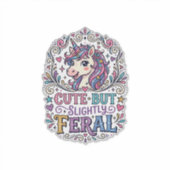 Eenhoring Cute maar Licht Wild Witte Achtergrond C Sticker (Voorkant)