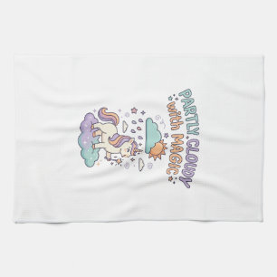 Eenhoring Dichtbewolkt met Magie Trendy T-Shirt On Theedoek