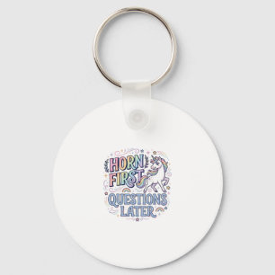 Eenhoring Eerst Vragen Later Schattige Sticker Sleutelhanger