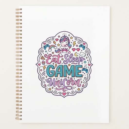 Eenhoring Eet Slaap Spel Eenhoring Speelse Print o Planner (Voorkant)