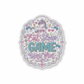 Eenhoring Eet Slaap Spel Eenhoring Speelse Print o Sticker (Voorkant)