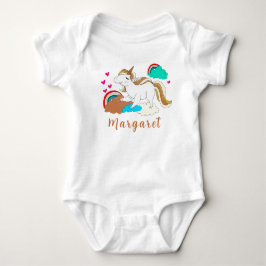Eenhoring en regenboog Mooie Persoonlijke Naam Cut Romper
