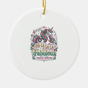 Eenhoring Fa La La La Fabulous Witte Achtergrond S Keramisch Ornament