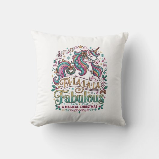 Eenhoring Fa La La La Fabulous Witte Achtergrond S Kussen (Voorkant)
