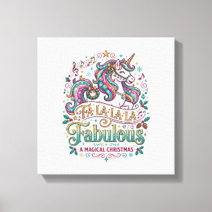 Eenhoring Fa La La La Prachtig Witte Achtergrond S Canvas Afdruk