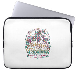 Eenhoring Fa La La La Prachtig Witte Achtergrond S Laptop Sleeve