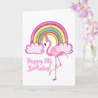 Eenhoring Flamingo Magische Regenboog Meisje 8e Ve Kaart