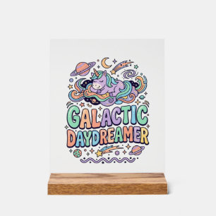Eenhoring Galactische Droomdenker Kawaii Sticker e Acryl Bord