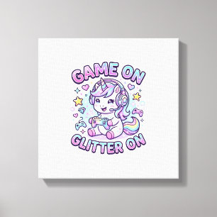 Eenhoring Game Aan Glitter Aan Grafisch ontwerp Me Canvas Afdruk