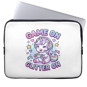 Eenhoring Game Aan Glitter Aan Grafisch ontwerp Me Laptop Sleeve
