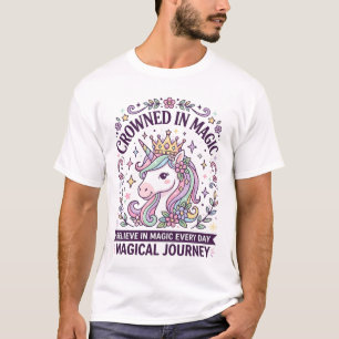 Eenhoring gekroond in magische vetgedrukte typogra t-shirt