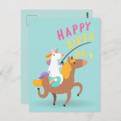 Eenhoring Gelukkige Verjaardag Briefkaart (Voorkant / Achterkant)