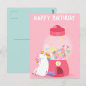 Eenhoring Gelukkige Verjaardag Briefkaart (Voorkant / Achterkant)