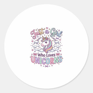 Eenhoring Gewoon een meisje dat eenhoorns leuk vin Ronde Sticker