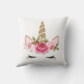 Eenhoring Gouden Bloem Cute Trendy Worp Kussen (Achterkant)