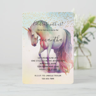 Eenhoring Gouden Confetti Glitter Verjaardag Kaart