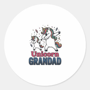 Eenhoring Grootvader Antieke Gravure Shirt Ontwerp Ronde Sticker