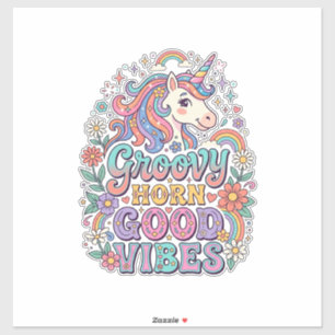 Eenhoring Groovy Horen Goede Trillingen Aardige PO Sticker