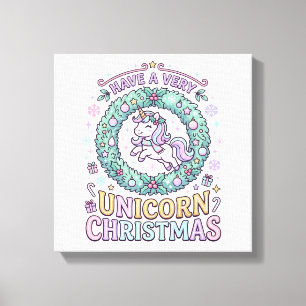 Eenhoring Heeft een Zeer Eenhoring Kerstmis Vet Ty Canvas Afdruk