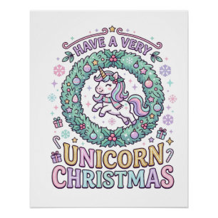 Eenhoring Heeft een Zeer Eenhoring Kerstmis Vet Ty Perfect Poster