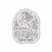 Eenhoring Hemels Bloesem Eenhoring Premium Vector Sticker (Voorkant)