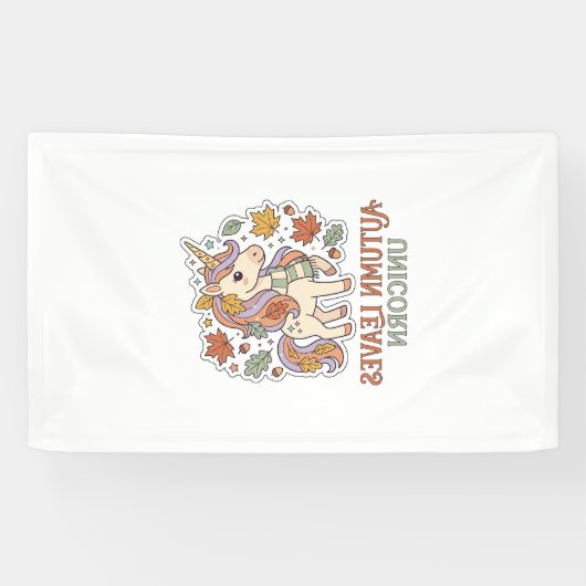 Eenhoring Herfstbladeren Eenhoring Grafisch ontwer Spandoek (Horizontaal)