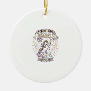 Eenhoring Ik Kwam Ik Zag Ik Schitterde Printklaar Keramisch Ornament