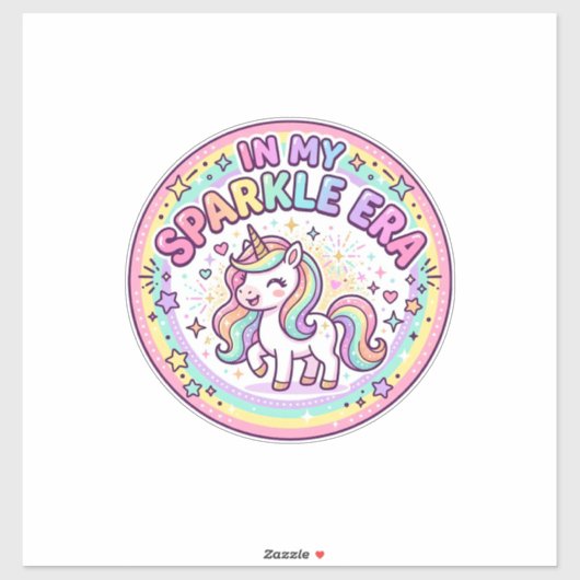 Eenhoring In Mijn Glitter Tijdperk Grappige Print Sticker (Vel)