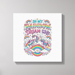 Eenhoring In Mijn Regenboog Droomtijdperk Kleurig Canvas Afdruk