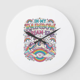 Eenhoring In Mijn Regenboog Droomtijdperk Kleurig Grote Klok