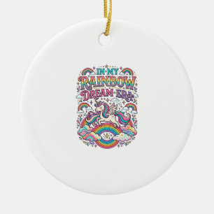 Eenhoring In Mijn Regenboog Droomtijdperk Kleurig  Keramisch Ornament