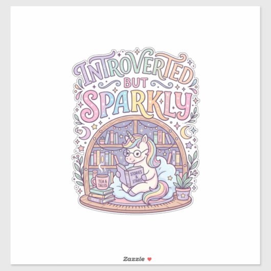 Eenhoring Introvert maar Fonkelend Origineel Wit B Sticker (Vel)